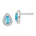 thumbnail image 3 of Sterling Silver Rhodium Plated Blue & Clear Cubic Zirconia Post Stud Earrings, 3 of 4