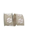 The Ribbon Roll - T93226W-750-40F, Baseball Linen Sparkle We Ribbon, Natural, 2-1/2 Inch, 10 Yards