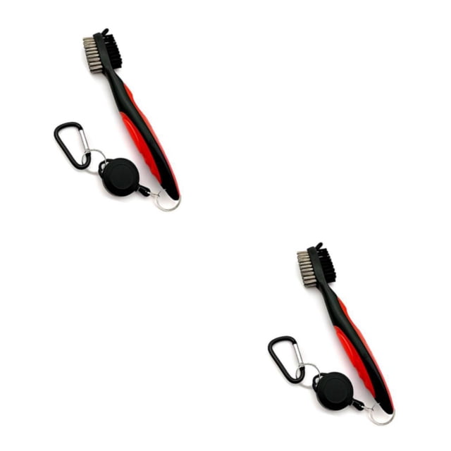 Cepillo para palos de Golf Eigraketly de mano telescópico de doble cara color sólido Rojo sin tapa 2Conjunto