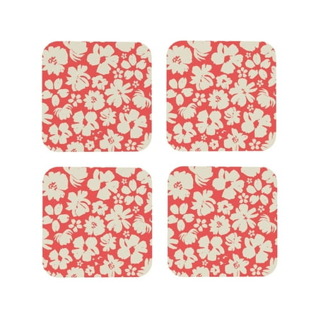 

Tideii Beige Flowers for Leather Coasters 4 Pieces Anti-fouling and Anti-scalding Decorative Coasters Suitable for Restaurants Kitchens Coffee Shops-Square