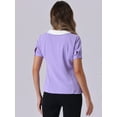 thumbnail image 3 of DARING DIVA Women's Contrast Peter Pan Collar Blouse Shirt M Light Purple, 3 of 6