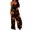 Yellow, variant on Women's Halloween Jumpsuits Ghost Skeleton Halter Backless Horror Rompers Pumpkin Spiderweb Sleeveless Spooky Overalls, S