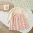 thumbnail image 2 of JSGEK Toddler Baby Girls Fall Outfits Long Sleeve Knitted Sweater Tops Pleated Cute Skirt Set Autumn Winter Clothes Set Pink 5-6 Years, 2 of 6