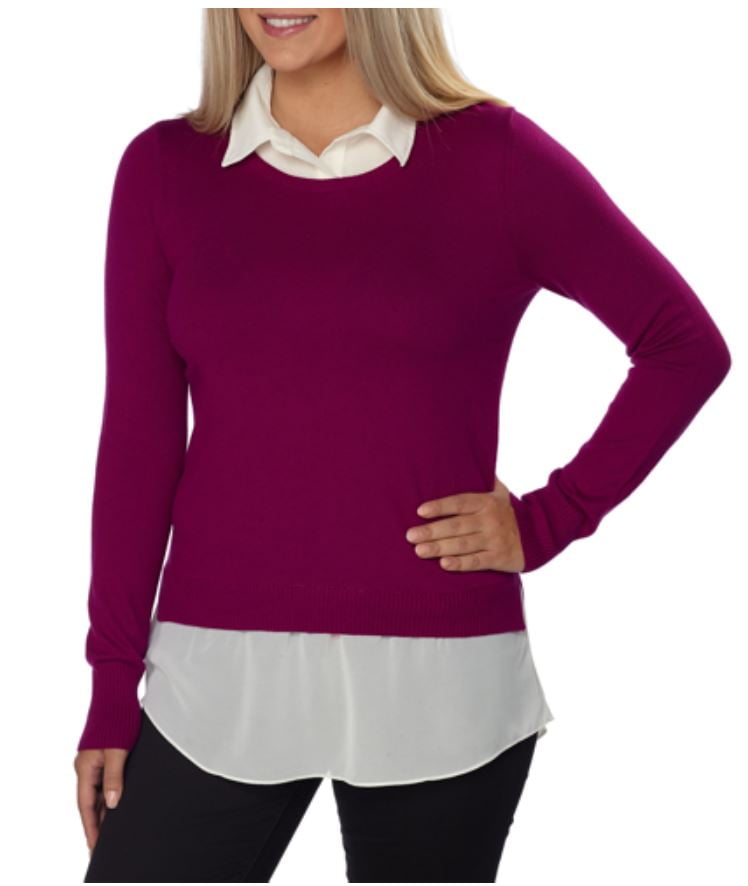 Pullover Collared Sweater (Magenta 