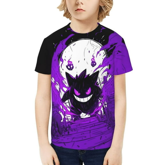 Gengar Kids T-Shirt 3d Printed Graphic T-Shirts Boys And Girls Short Sleeve Shirts For Youth Kids X-Small