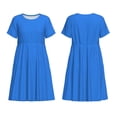 thumbnail image 3 of Bixox Robe d'Été à Manches Courtes pour Femmes Robe Ample Longueur Genou avec Poches-Dodgerblue, 3 of 7