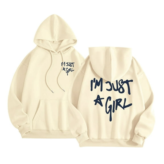 XIAOCHA Men's I'M Just A Girl Graphic Print Hoodie Long Sleeve Hooded Pullover Knit Top Soft Playful Casual Hoodies
