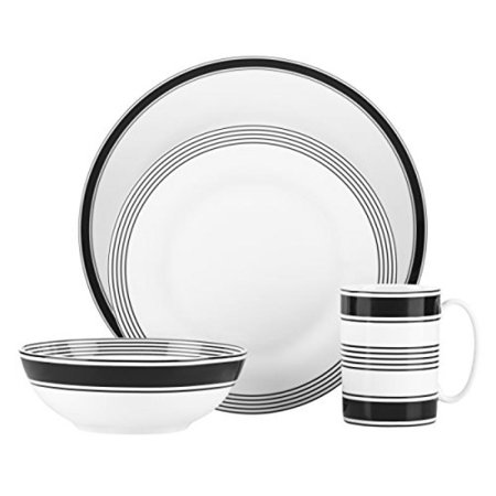 - kate spade new york Concord Square Dinnerware 4-Piece Place Setting, Black and White Porcelain