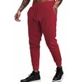 thumbnail image 1 of Men Casual Pants Elastic Waist Drawstring Solid Color Textured Trousers Lightweight Daily Long Pant with Pockets Red XL, 1 of 8