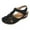 Black, variant on Mostsola Womens Wedge Sandals Boho Flower Walking Shoes Slingback Heels Cutout Summer Beach Shoes