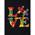 thumbnail image 4 of Colorful Puzzle LOVE Letter Print Black Women's Casual Fashion Round Neck Short Sleeve T-Shirt, Polyester, Machine Washable, 4 of 7