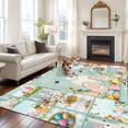 thumbnail image 2 of Rectangle Area Rugs 5 x 7 Ft, Easter Bunny Non-Slip Residential Carpet, Spring Farmhouse Gnomes Wooden Grain Indoor Crawling Mats Runner Rugs for Living Room/Dining Room/Bedroom, 2 of 8