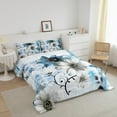 thumbnail image 3 of Flower Bedding Daisy Floral Comforter Set for Women, Blue Gradient Duvet Insert Vintage Ombre Quilt Comforter, Oil Painting Aesthetic Bedding Comforters & Sets Room Decorative, 3 of 6