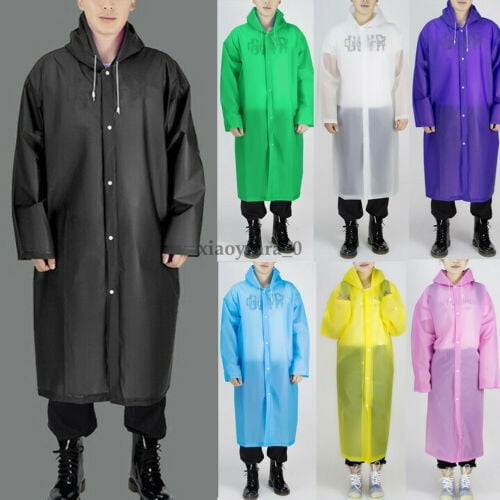 Adults Men Raincoat Waterproof Hooded Rain Jacket Long Coat Outdoor Work  Wet