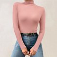 thumbnail image 2 of DHFJKG Womens Base Layer Ribbed Sweater Half Turtleneck Long Sleeve Slim Fit Solid Color Bottoming Shirt For Autumn Winter Comfort Jumper Tops, 2 of 6