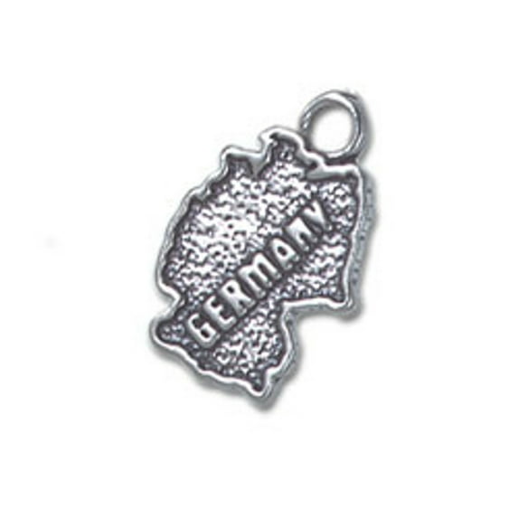 Sterling Silver 30" Unisex 1.5mm Box Chain Map Country Of Germany Pendant Necklace