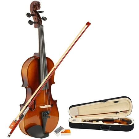 Ktaxon Nature 4/4 Size Handcrafted Solid Wood Violin with Bow, Rosin, Case for Adult