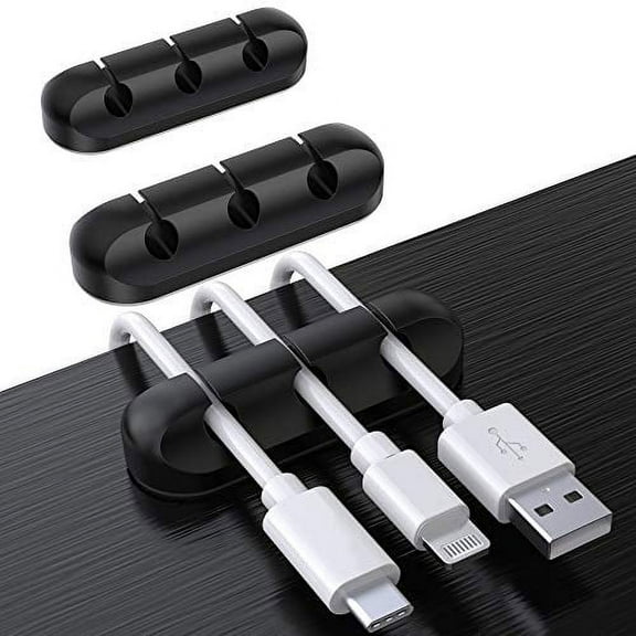 SOULWIT Cable Holder Clips, 3-Pack Cable Management Cord Organizer Clips Silicone Self Adhesive for Desktop USB Charging Cable Power Cord Mouse Cable Wire PC Office Home