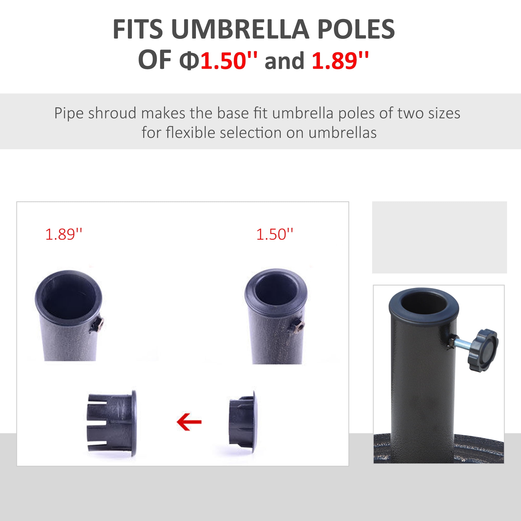 Outsunny 17" 26 lbs Round Resin Umbrella Base Stand Market Parasol Holder with Beautiful Decorative Pattern & Easy Setup, for Φ1.5", Φ1.89" Pole, for Lawn, Deck, Backyard, Garden, Bronze