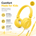 thumbnail image 3 of WIGACH Kids Headphones Wired for School HD Mic Stereo Sound Foldable Headphones for Online Study, 3.5mm Jack Wired Cord On-Ear Headset for Pad PC Phones Tablet Etc - ALL YELLOW, 3 of 8
