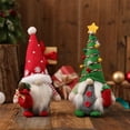 thumbnail image 5 of Set of 2 Christmas Gnome Plush Decorations, Xmas Farmhouse Tiered Tray Decor-Red Green Handmade Scandinavian Tomte - Home Tabletop Elf Ornaments, 5 of 6