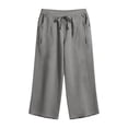 thumbnail image 6 of Womens Cotton Linen Straight Leg Capri Pants with Pockets, Mid Waisted Elastic Waist Loose Fit, Casual Summer Trousers, Beach Outdoor Lounge Cropped Pants for Women | UKHCCC,Dark Gray M, 6 of 8