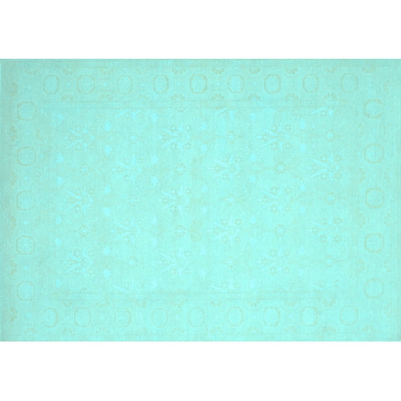 Ahgly Company Indoor Rectangle Solid Light Blue Modern Area Rugs, 2' x 5'
