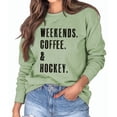 thumbnail image 3 of Sudadera informal holgada con estampado de letras para primavera y otoño, color verde oliva, talla XL, para mujer, con cuello redondo y manga larga, 3 of 5