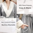 thumbnail image 3 of Womens Plush Long Robes Warm Soft Fleece Bathrobe for Winter Grey, 3 of 6
