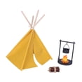 thumbnail image 2 of HILABEE 1/12 Miniature Dollhouse Camping Tent for Layout Model Train Miniature Scene Yellow Tent, 2 of 9