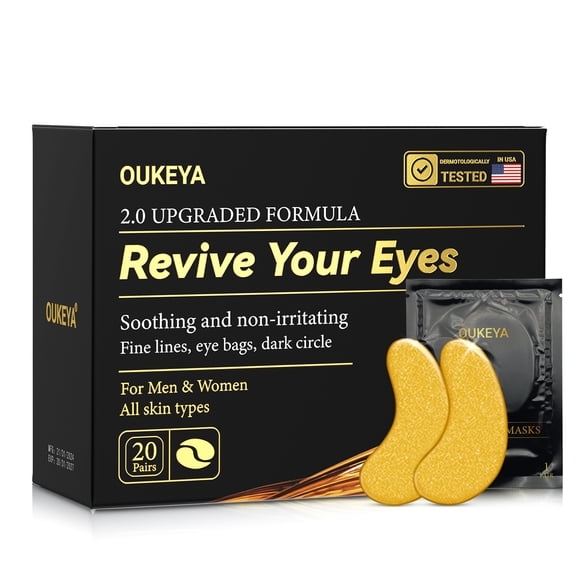 OUKEYA Collagen Eye Gels with Gold for Hydrating, Firming, Wrinkle & Dark Circle Reduction, 20 Count