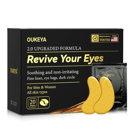 OUKEYA Collagen Eye Gels with Gold for Hydrating, Firming, Wrinkle & Dark Circle Reduction, 20 Count