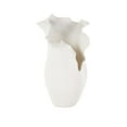thumbnail image 6 of DecMode 15" Abstract Floral Inspired White Ceramic Vase with Wavy Folded Rim, 6 of 13