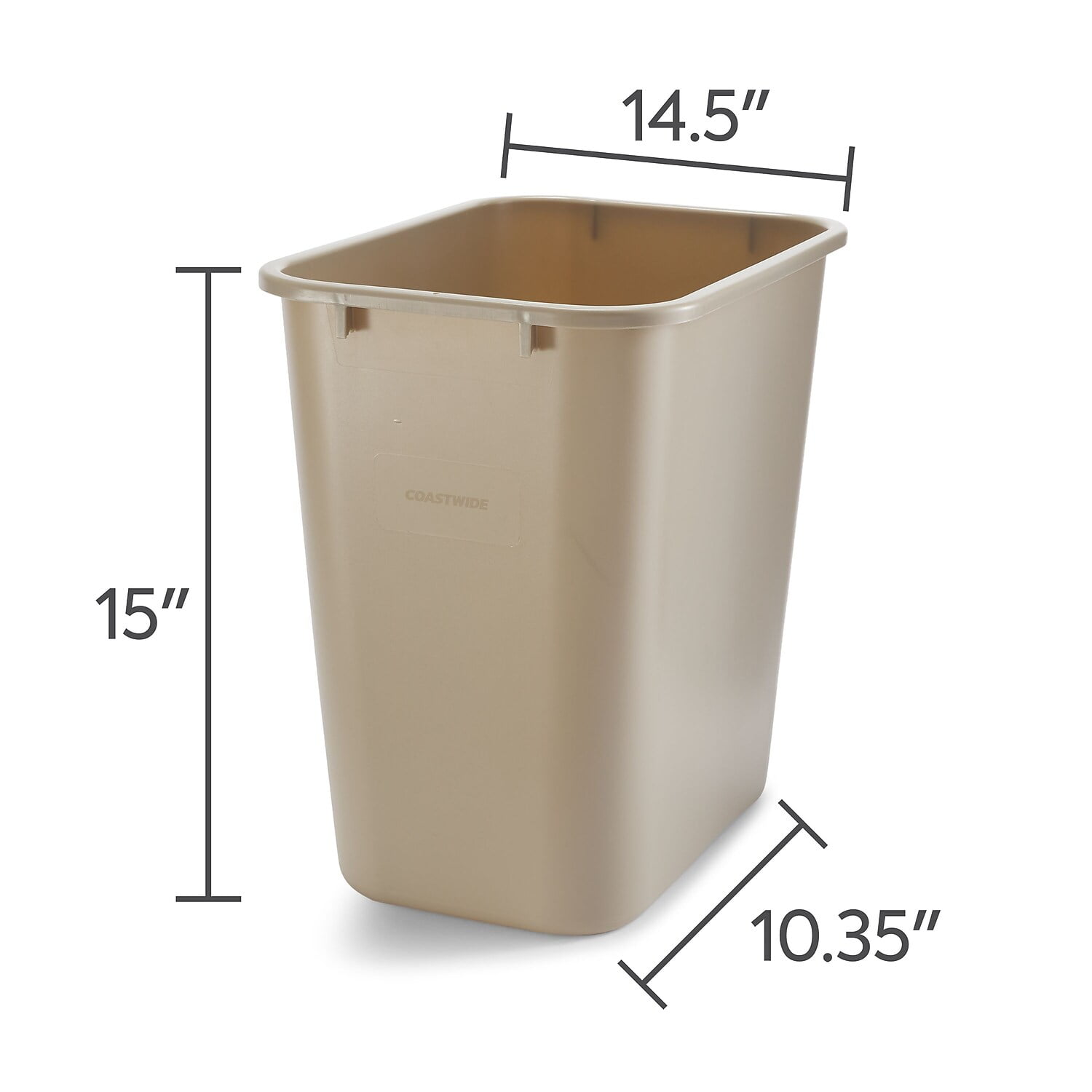 Coastwide Professional™ Slim Plastic Trash Can with no Lid, Gray
