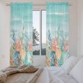 thumbnail image 3 of Coastal Beach Kitchen Curtain for Berdoom Living Room Cafe 72 Inch Length, Ocean Wave Summer Sea Starfish Coral Teal Beige Tiers Curtains Light Filtering Drapes Window Treatment 2 Panels 52"Wx72"L, 3 of 8