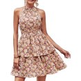 thumbnail image 1 of Vestido Corto Atractivo Vestido de cintura a la moda para mujer Traje diario con estampado floral y hombros descubiertos (Rosa XL) Ygjytge para Mujer Rosa T XL, 1 of 6