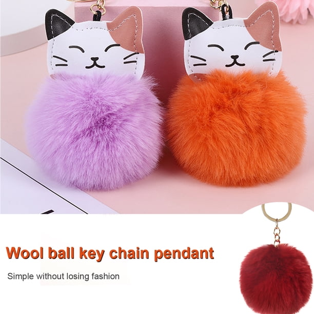 Cateissary Fuzzy Ball Llavero Encantadores Llaveros Multifuncional Conveniente Adorable Multi-colores Llaveros Mujeres Negro 4cm Artesanía Vino rojo 6cm Cateissary HA059936-10