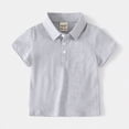 thumbnail image 2 of TOWED22 Toddler Baby Boy Polo Shirt Kids Short Striped Sleeve School Uniform Shirts(Grey,18-24 M), 2 of 4