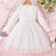 thumbnail image 4 of Vestido de Manga Larga para Niñas con Nudo de Arco Y Cinturón, de Moda de Color Sólido de Malla de Manga Larga para Niños 3-10 Años, 4 of 9