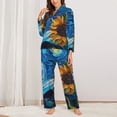 thumbnail image 2 of Yiaed Starry Night Sunflower Field Print Pajamas Women's Long Sleeve Sleepwear Soft Button Down Loungewear Pjs Lounge Set Nightwear Womens Pajama Pants-XX-Large, 2 of 7