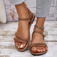 thumbnail image 7 of IEMIEMIEM Women's 2026 Summer Strappy Flat Sandals Fashion Adjustable Casual Fisherman Sandal with Open Toe Slingback Gladiator Sandals Brown 7 Wide, 7 of 7