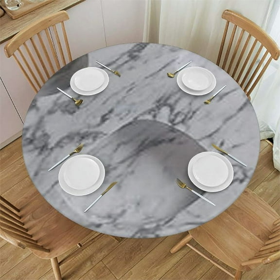 BANET Round Fitted Tablecloth with Elastic Edge Design Table Cover Waterproof Oil-Proof Table Cloth Stain-Resistant Wipeable for Round Table 31"-35
