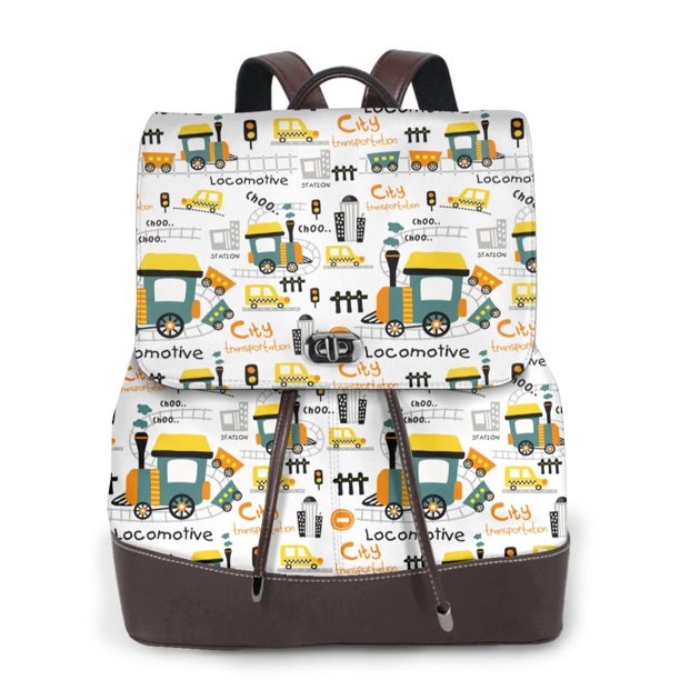 Fotbe Transportation Cartoon Mochila Bolso con Estampado para Mujer, Mochila Antirrobo de Nylon Impermeable, Bolsa Ligera de Hombro