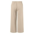 thumbnail image 4 of Gyexs Girls Wide Leg Pants Elastic Waist Drawstring Sweat Pants Girl's Fashion Lightweight Cargo Pants Girls Sweat Pants (Beige, 4-5 Years), 4 of 6