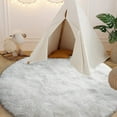 thumbnail image 3 of Junovo Luxury Round Fluffy Area Rugs for Bedroom Kids Girls Room Nursery,Super Soft Circle Rug,Cute Shaggy Carpet For Living Room,5'x5',Crean White, 3 of 8