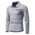 thumbnail image 2 of Men's Fashion Plus Size Long Sleeve Shirts Casual Solid Button Turndown Collar With Pocket Blouses Shirts Up to 65% off!, 2 of 8
