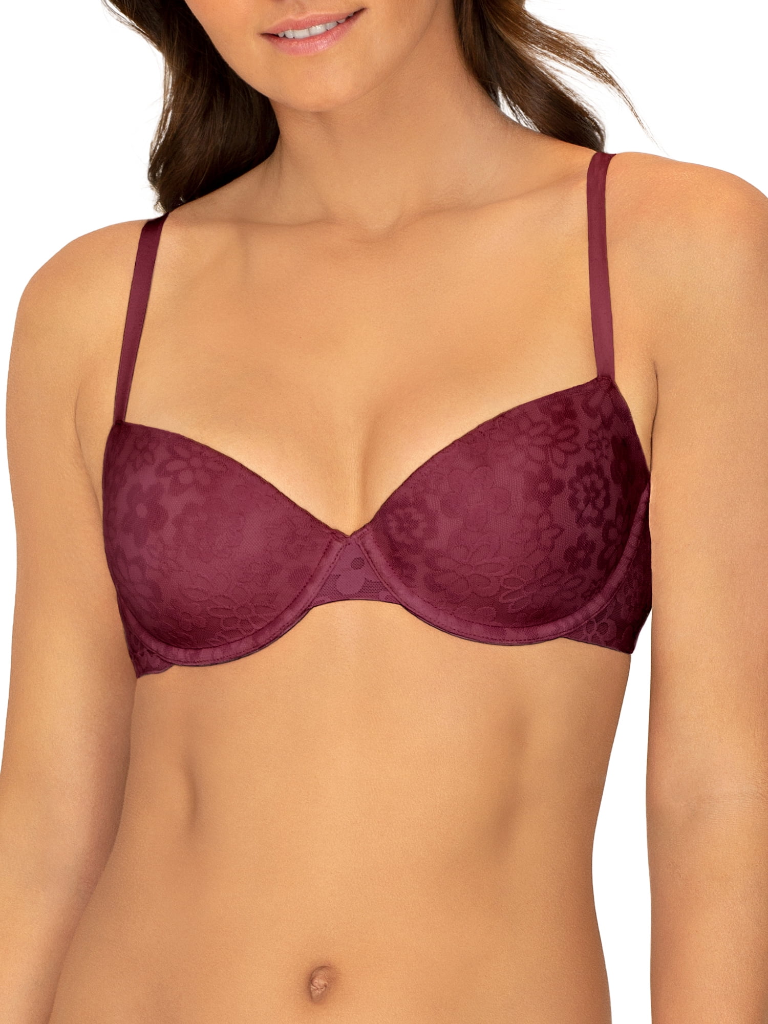 No Boundaries Women's Smooth Lace Demi Push Up Bra