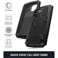 thumbnail image 5 of Compatible with iPhone 13 Pro Max Case Metal Phone Case Stand Built in Screen Protector Outdoor Sports Heavy Duty Protection Shockproof Cover (2021 6.7 lnch) Black, 5 of 8