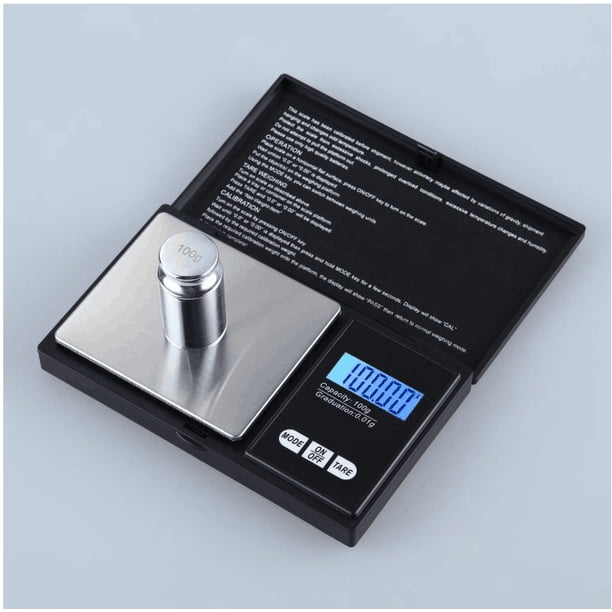 Balanzas digitales de 500 x 0,01 g, balanzas portátiles de alta precisión con pantalla LCD retroiluminada, mini balanza de cocina de bolsillo para joyería, comida dorada, café