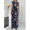thumbnail image 4 of MLANM Women's Short Sleeve Casual Maxi Dresses Empire Party Evening Dress with Pockets,3XL Rose Navy, 4 of 7